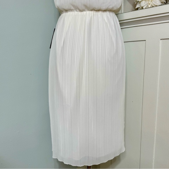 Express Off White Pleated Midi Dress with Crochet Trim Small NWT - Picture 8 of 12